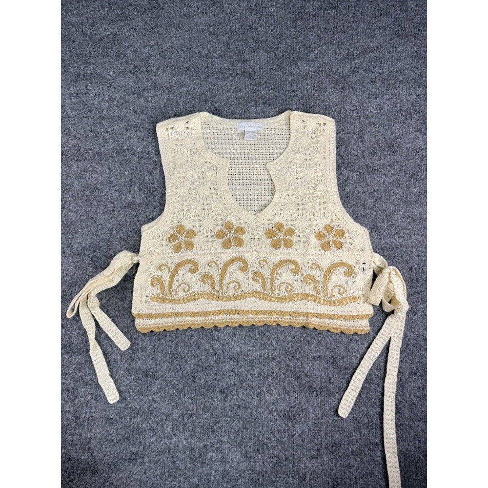 NWOT House of Harlow 1960 Crochet Floral Beaded Boho Festival Vest – One Size